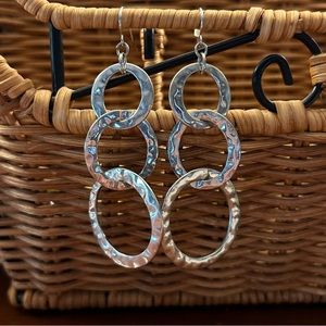 Hammered circle silver earrings
